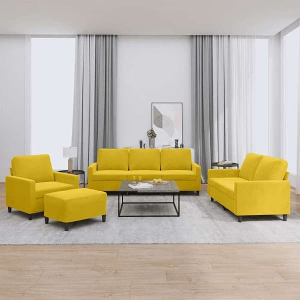 Maison Exclusive - 4-delars soffgrupp med kuddar i gul sammet Gul