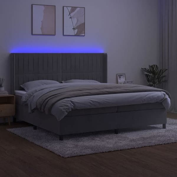 Maison Exclusive - Lamelseng madras og LED Lys Grå 200x200 cm