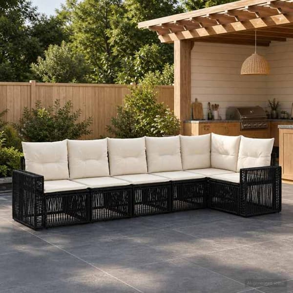 Maison Exclusive - 6-delt have-sofa sæt i sort og creme polyrotin