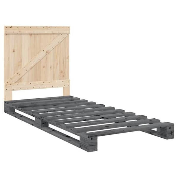 Maison Exclusive - Sänkykehys ilman patjaa harmaa 90x200 cm massiivipuusta Grå