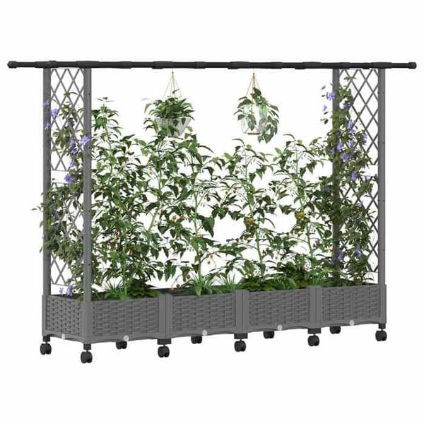 Maison Exclusive - Høj Seng med Gitter og Lys Grå Tag 203 x 40 x 127 cm PP Ljusgrått