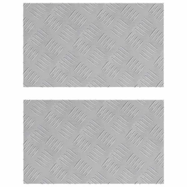Gulvmåtte - EKSKLUSIVT HUS - 50 x 30 cm (sæt 2) - Aluminium - Skakmønster - Sølv Silver