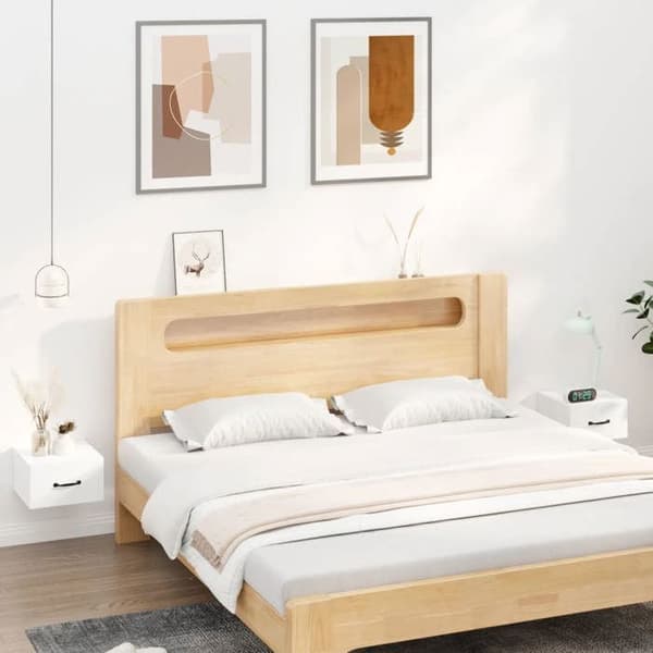 Maison Exclusive - Väggmonterade sängbord 2 st vit 35x35x20 cm Vit