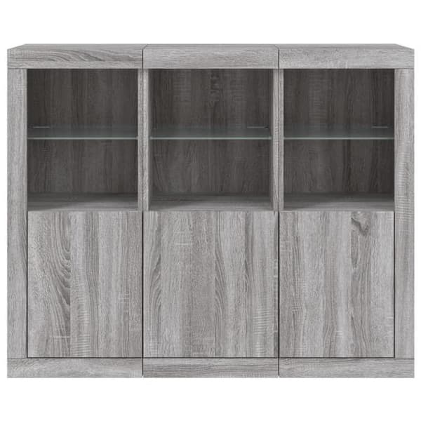 Maison Exclusive - Bufféer med LED-lampor 3 st sonoma grå ingenjörsträ