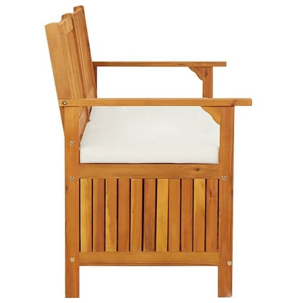 Maison Exclusive - Förvaringsbänk med kudde 148 cm Solid akaciaträ