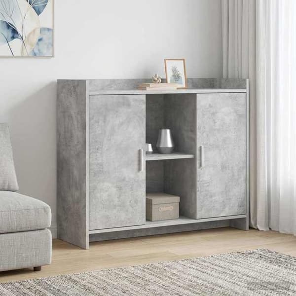 Buffet - EKSKLUSIVT HUS - Buffet 98,5 x 33 x 80 cm PB - Ingeniørtræ - Grå - Metalhåndtag