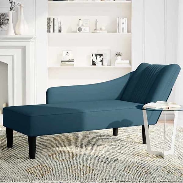 Maison Exclusive - Lang stol med højre armlæn i blå velour