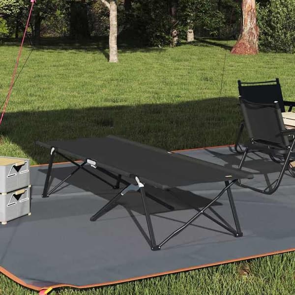 Maison Exclusive - Sammenklappelig camping seng Sort 206 x 76 x 74 cm Oxford og stål