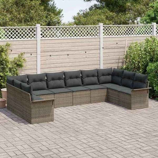 Maison Exclusive - Sæt af 10 pc have-sofaer i grå polyrotin