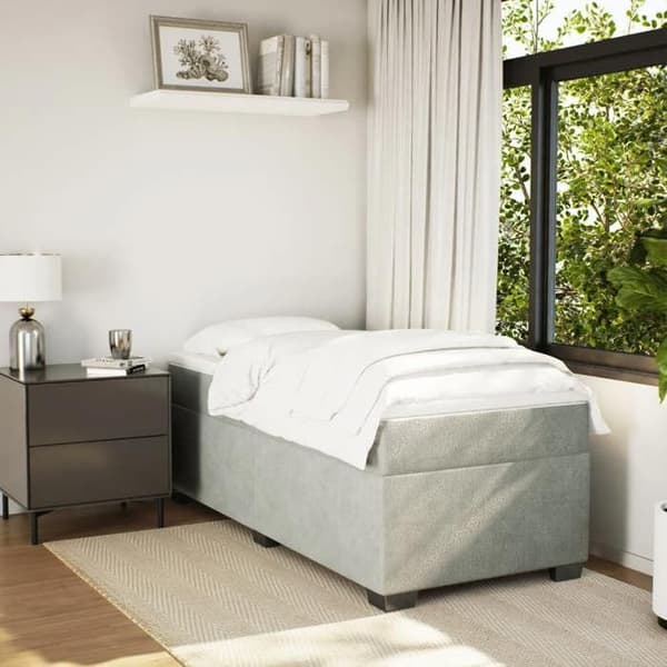 Maison Exclusive - Sengebund med lameller og madras Lys grå 90x200 cm Velour