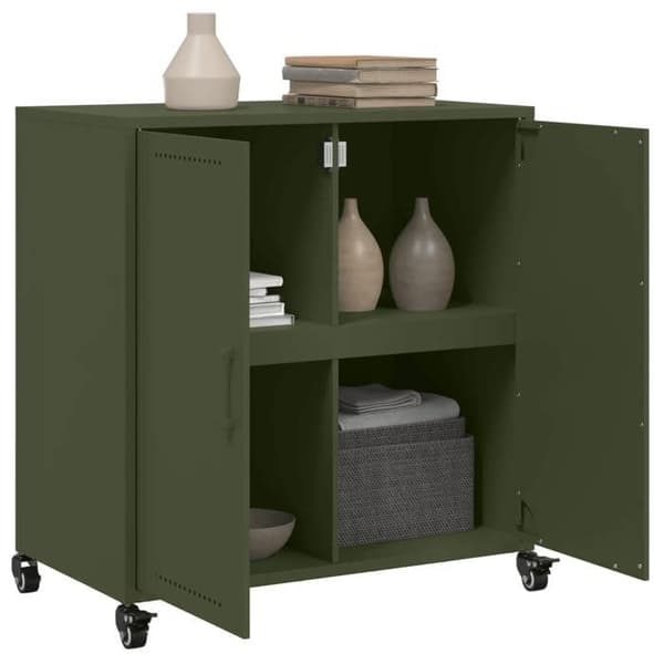 Maison Exclusive - Buffet grøn oliven 68x39x72 cm stål Olivgrön