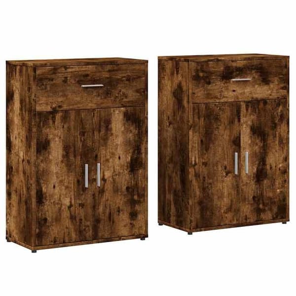 Maison Exclusive - Bufféer 2 st rökt ek 60x30x84 cm ingenjörsträ