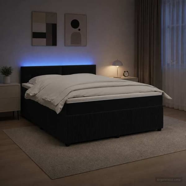 Maison Exclusive - Boxspring-sänky mustalla patjalla 180 x 200 cm samettia