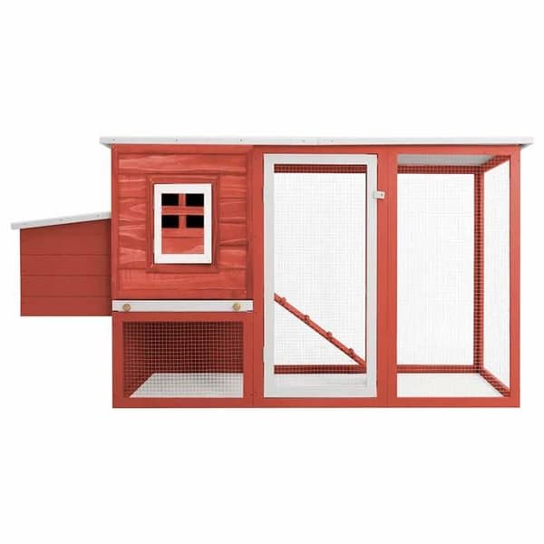 Maison Exclusive - Utomhus hönshus med 1 röd trärede röd och vit