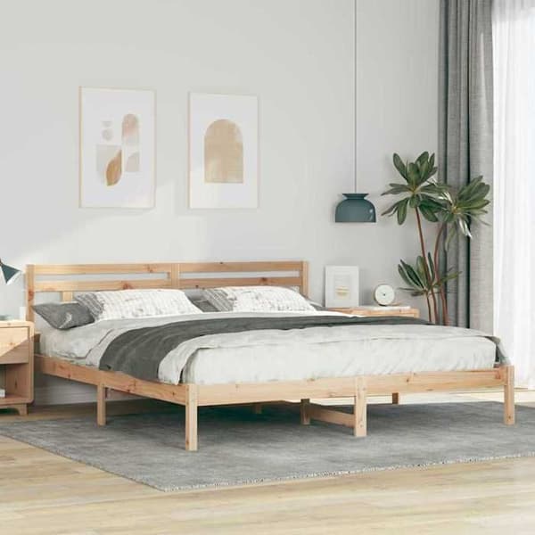 Maison Exclusive - Sängram Brun 200 x 200 cm Massivt trä
