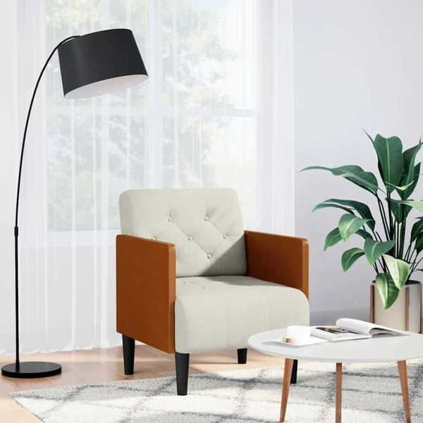 Fåtölj-soffa - EXKLUSIV HEM - Kräm - Sammet - Armstöd i plywood - Bredd 55 cm Grädde
