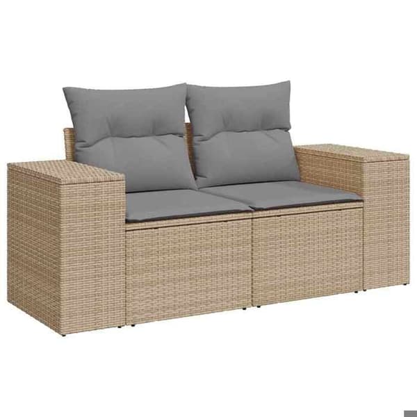 Maison Exclusive - Trädgårdsmöbler med kuddar 5 delar beige flätad resin