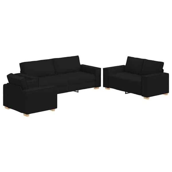 Maison Exclusive - Soffa 3 delar Svart tyg Svart