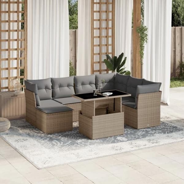 Maison Exclusive - Trädgårdsmöbler med kuddar 8 delar beige flätad resin beige