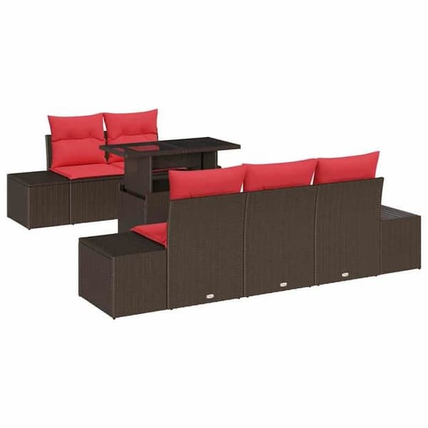 Maison Exclusive - 6-delars soffgrupp 5-sits brun och röd