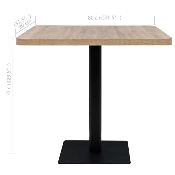 Maison Exclusive - Bistrobord MDF og stål Kvadratisk 80x80x75 cm Egetræ farve