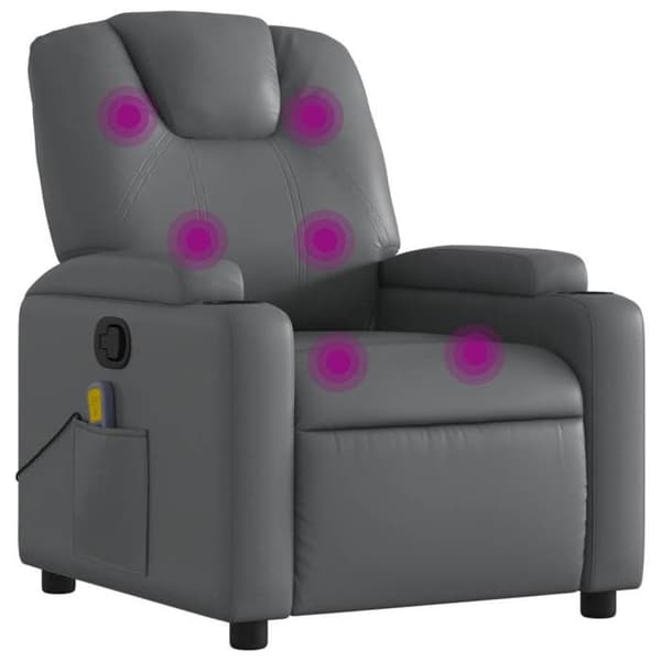 Maison Exclusive - Grå læderlook massage stol med vippefunktion