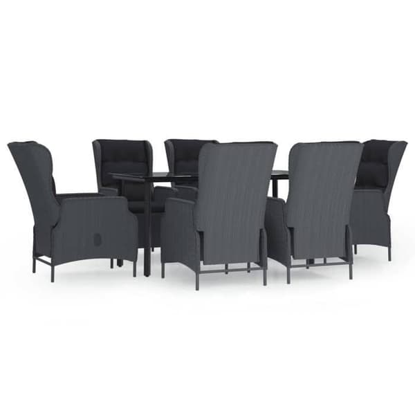 Maison Exclusive - Trädgårdsset 7 delar Mörkgrå Flätad resin