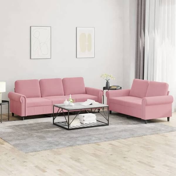Maison Exclusive - Sæt af 2 sofaer med puder i rosa velour