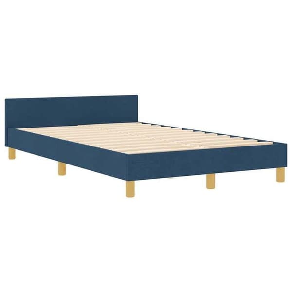 Sängram - EXKLUSIV HEM - 120 x 200 cm - Sammetstyg - Dold förvaring - Ribbor ingår Blå