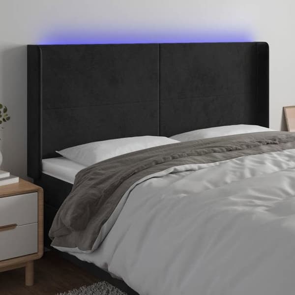 Maison Exclusive - LED-päätymustalla 183x16x118/128 cm sametti Svart