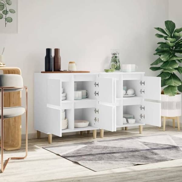 Maison Exclusive - Bufféer 2 st vit 60x35x70 cm ingenjörsträ Vit