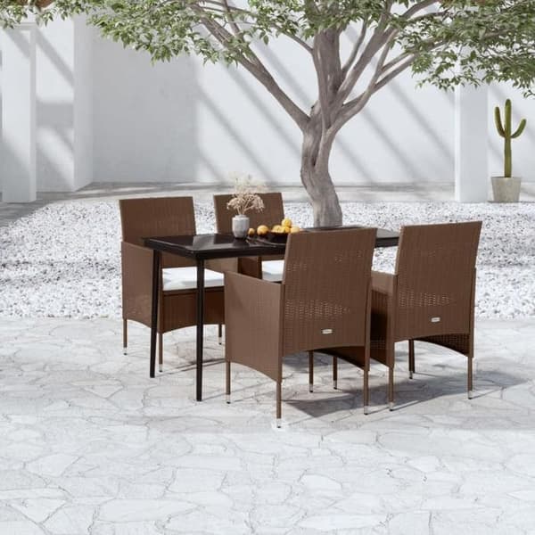 Maison Exclusive - Have spisebord sæt med puder 5 stk Brun/sort