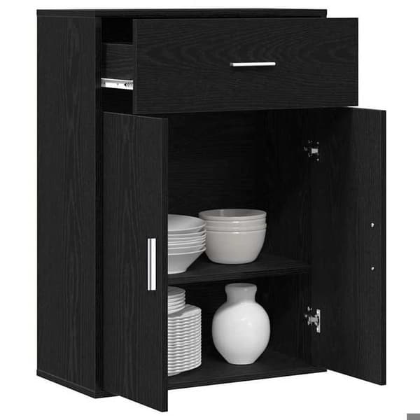 Maison Exclusive - Buffet Sort egetræ 60 x 30 x 84 cm Ingeniørtræ svart ek