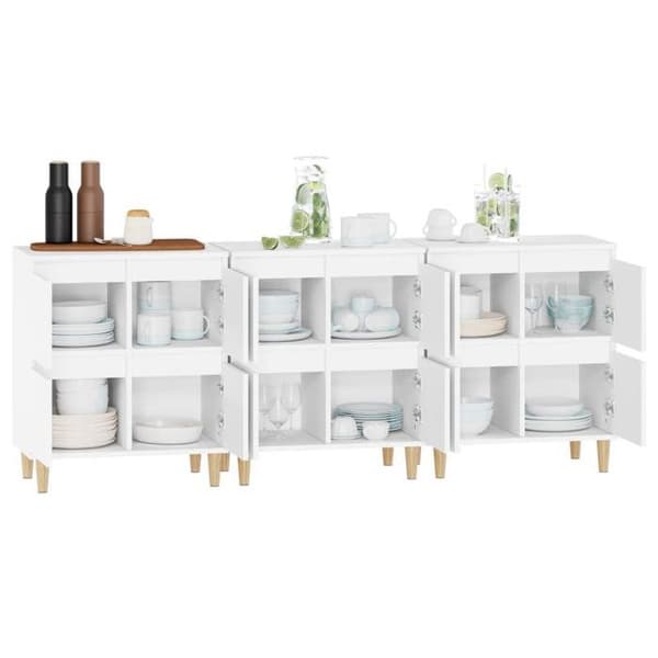 Maison Exclusive - Bufféer 3 st vit 60x35x70 cm ingenjörsträ