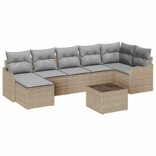 Maison Exclusive - Beige polyrottinkinen puutarhakalustesetti