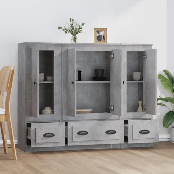 Maison Exclusive - 3 stk. buffet i grå beton og ingeniørtræ