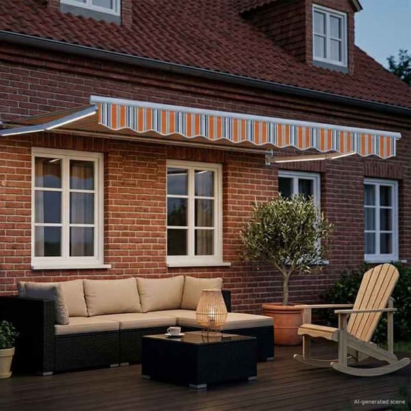 Maison Exclusive - Elektrisk utdragbar markis Blå och Orange 3,5 x 2,5 m