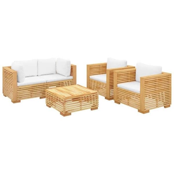 Maison Exclusive - Havegruppe 5 stk med puder i solid teaktræ
