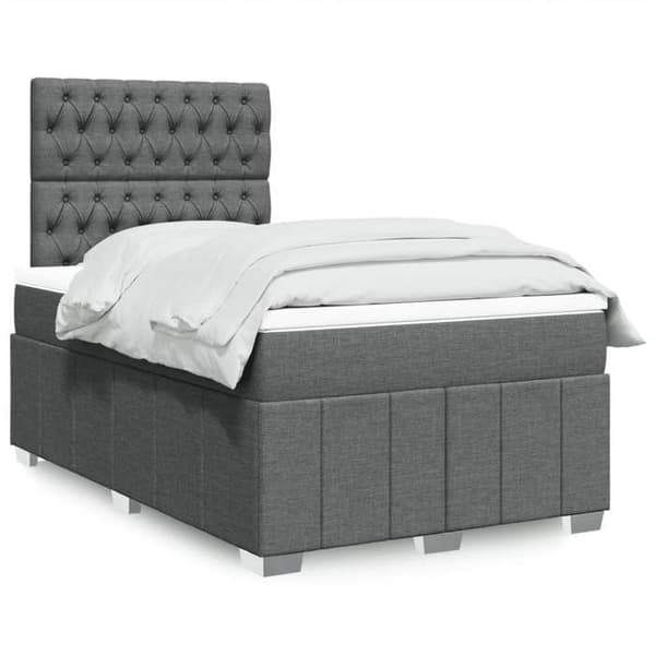 Maison Exclusive - Seng med lamelbund og mørk grå madras 120x190cm stof