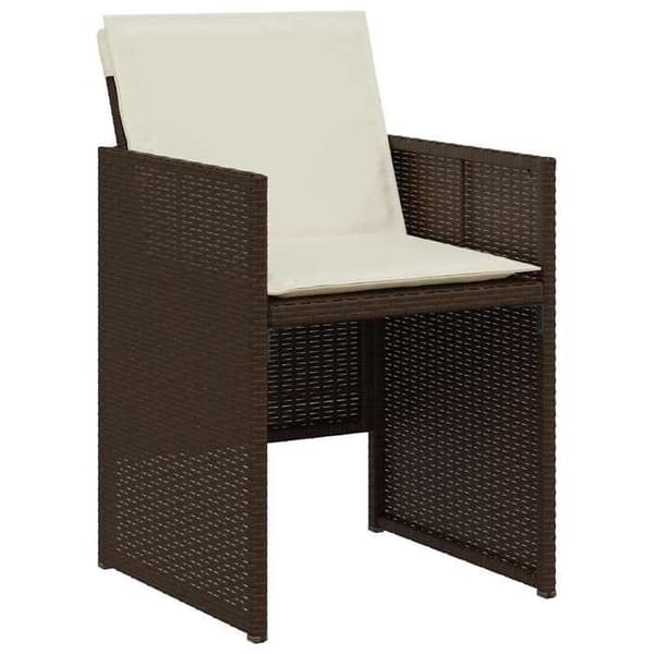 Maison Exclusive - Bistro-set 3 delar med bruna kuddar i flätad resin