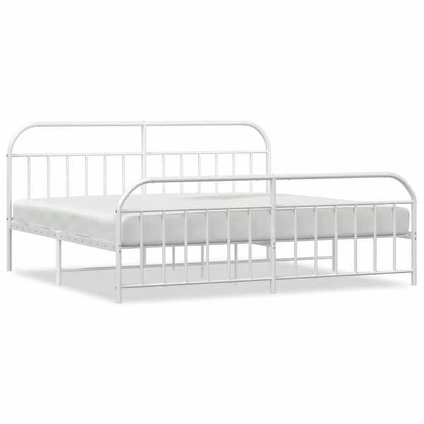 Sengestel - EKSKLUSIV HUS - 193x203 cm - Hvid metal - Lamelseng - Opbevaring under seng Vit