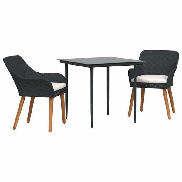 Maison Exclusive - Sæt af 3 pc have spisebord i sort polyrotin Svart