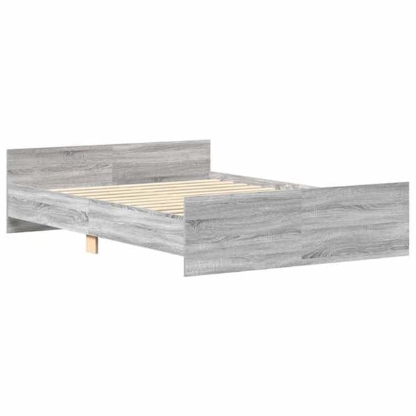 Sengestel - EKSKLUSIV HUS - 140 x 190 cm - Sonoma grå - Ingeniørtræ - Robuste lameller Sonoma grå