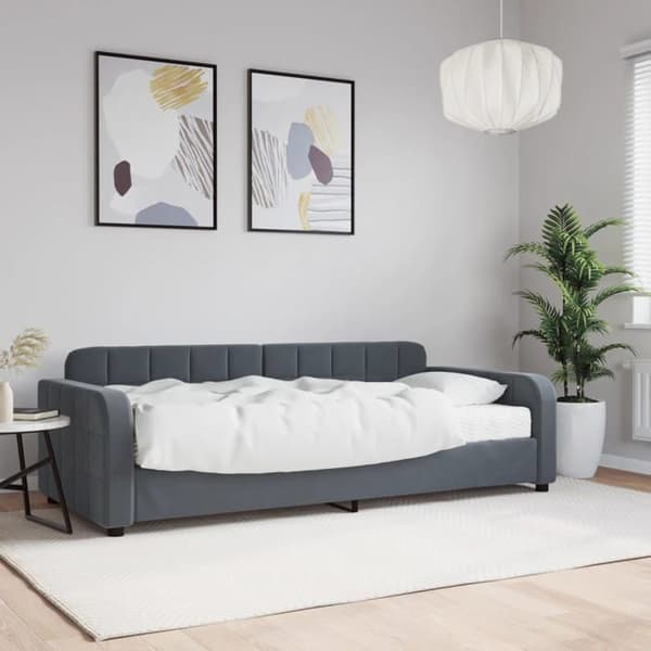Maison Exclusive - Dagbädd med mörkgrå madrass 90x190 cm sammet Mörkgrå