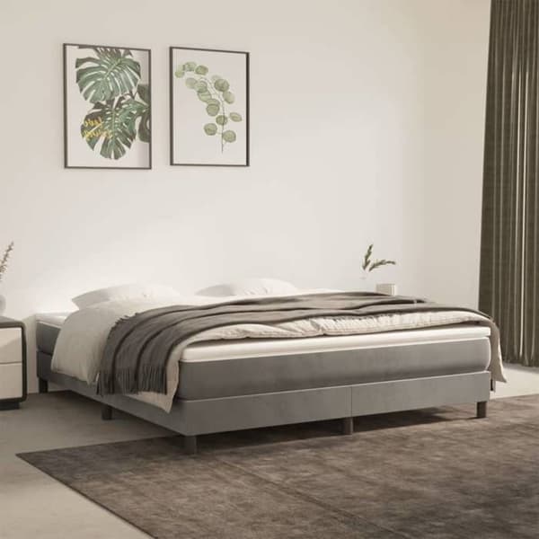 Maison Exclusive - Vaaleanharmaa jousipatja 160x200 cm sametti ljusgrått