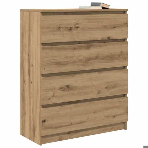 Maison Exclusive - Buffet i egetræ, håndlavet 80x35x99 cm, ingeniørtræ Ek