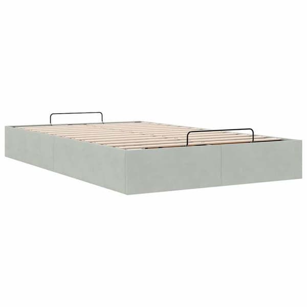 Ottoman sengestel - EKSKLUSIV HUS - 120x200 cm - Lys grå - Velour - Hydraulisk opbevaring ljusgrått
