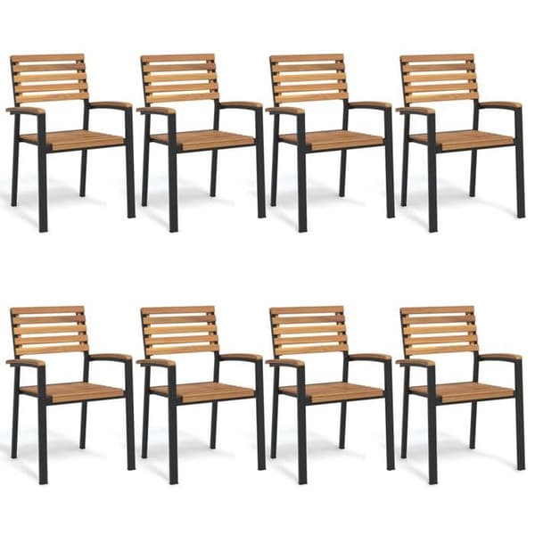 Maison Exclusive - Stabelbare havestole sæt af 8 akacietræ og metal