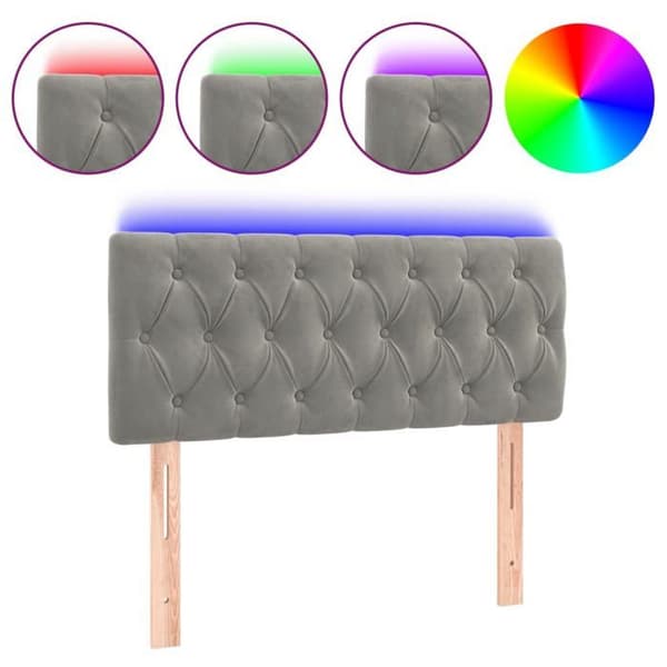 Maison Exclusive - LED Hovedgærde Lys Grå 100x7x78/88 cm Velour ljusgrått