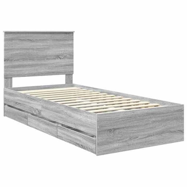 Maison Exclusive - Sängram Grå Sonoma 90 x 190 cm Ingenjörsträ